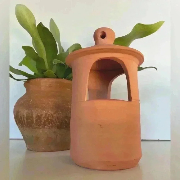 WILLIAMSBURG POTTERY Terracotta Lantern Hanging or Standing 7 1/4" Tall - Picture 1 of 13